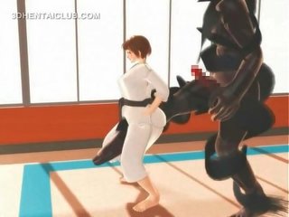 Hentai karate mlada ženska potrebno na a masiven manhood v 3de